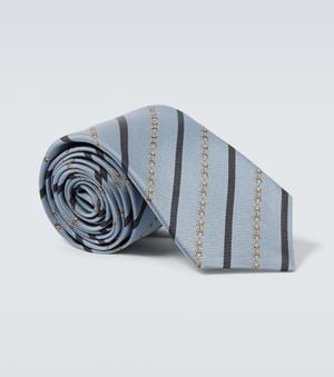 Gucci Horsebit Silk Jacquard Tie - Blue