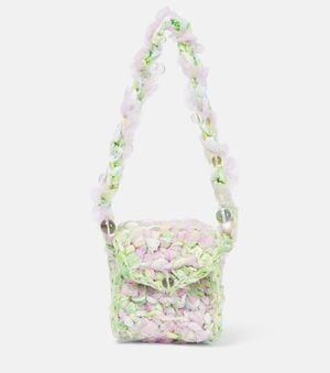SUSAN FANG Mini Crochet Tulle Shoulder Bag - White