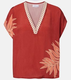 Velvet Naomi Embroidered Printed Top