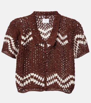 Anna Kosturova Top Cropped De Croche De Algodon - Marrón