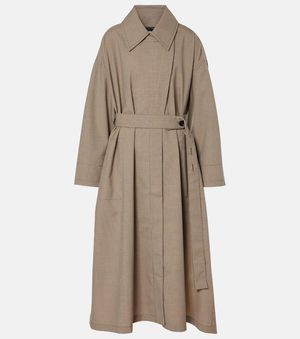 Co. Checked Wool-Blend Trench At - Natural