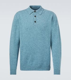 Sunspel Wool Polo Shirt - Blue