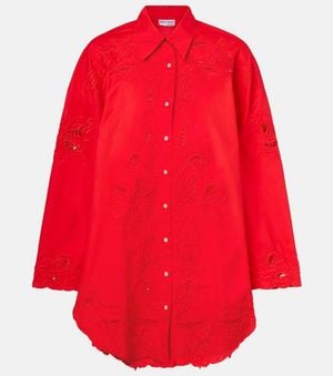Juliet Dunn Chemise En Coton A Broderies Anglaises - Rouge
