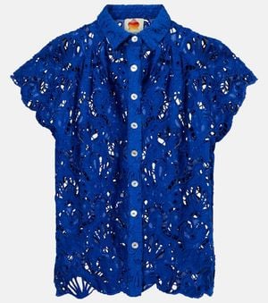FARM Rio Cotton Lace Shirt - Blue