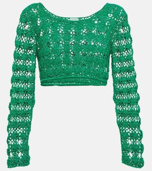 Anna Kosturova Bella Crochet Cotton Crop Top - Green