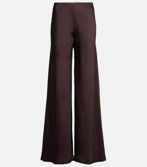 Norma Kamali Pantalon Ample A Taille Haute En Satin - Marron