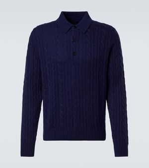 arch4 Cable-Knit Cashmere Polo Jumper - Blue