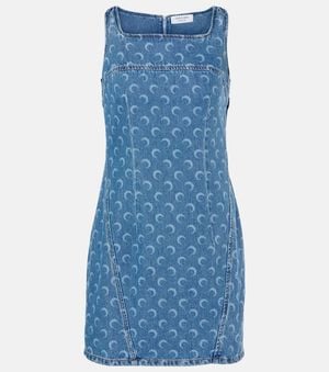 Marine Serre All Over Moon Denim Minidress - Blue