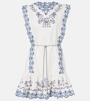 ALÉMAIS Leela Embroidered Cotton Minidress - Blue