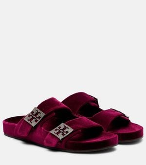 Tory Burch Mellow Embellished Velvet Slides - Red