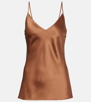 JOSEPH Clea Silk Satin Camisole - Brown