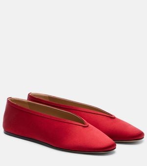Le Monde Beryl Luna Satin Ballet Flats - Red