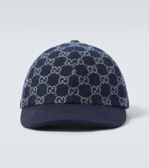 Gucci Gg Jacquard Wool Baseball Cap - Blue