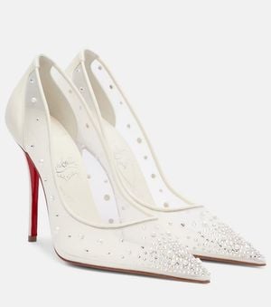 Christian Louboutin Miss Z Degrastrass Perla 100 Mesh Court Shoes - White