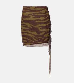The Attico Zebra-Print Cotton Muslin Beach Cover-Up - Brown