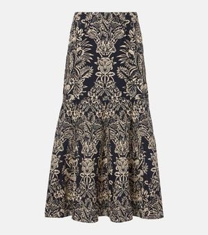 Ulla Johnson Jupe Midi Clarisse Imprimee En Coton - Noir