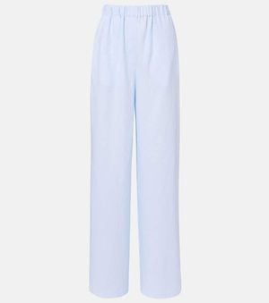 Loro Piana Valerio High-Rise Linen Wide-Leg Trousers - Blue