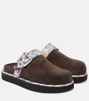 Missoni Zigzag Suede Clogs - Brown