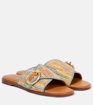 Robert Clergerie Irme Raffia Slides - Brown