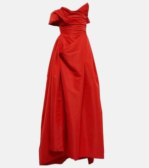 Vivienne Westwood Draped Off-Shoulder Satin Gown - Red