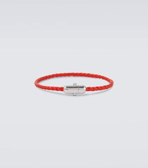 Bottega Veneta Braided Leather And Sterling Bracelet - White