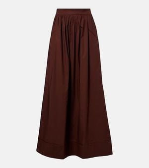 Adriana Degreas Pleated Cotton Maxi Skirt - Brown