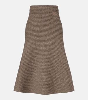 Burberry Knitted Wool-Blend Midi Skirt - Brown