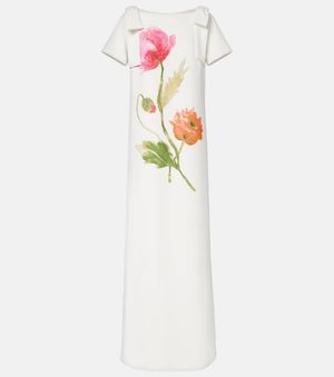 Carolina Herrera Bow-Detail Floral Gown - White