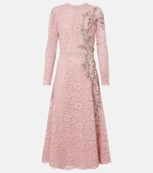 Costarellos Marlena Embroidered Lace Midi Dress - Pink
