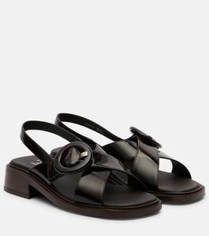 Prada Slingback-Sandalen Aus Leder - Schwarz