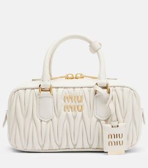 Miu Miu Arcadie Small Leather Top-Handle Bag - Natural