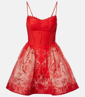 Zimmermann Minikleid Rebellion Aus Leinen Und Seide - Rot