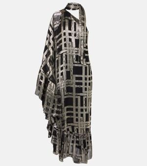 ‎Taller Marmo Betsy Printed Asymmetric Silk-Blend Maxi Dress - White