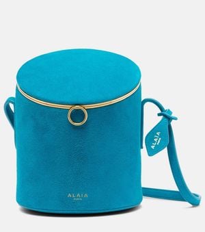 Alaïa La Canette Small Suede Bucket Bag - Blue