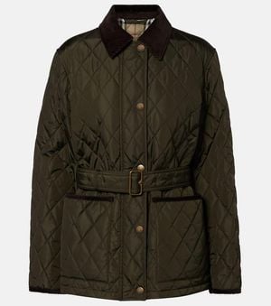 Burberry Belted Quilted Jacket - Green