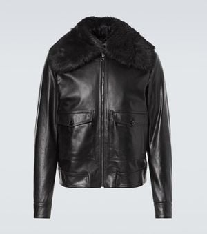 Dolce & Gabbana Lederjacke Mit Shearling - Schwarz