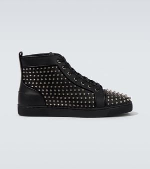 Christian Louboutin High-Top Sneakers Louis Spikes Aus Leder - Schwarz