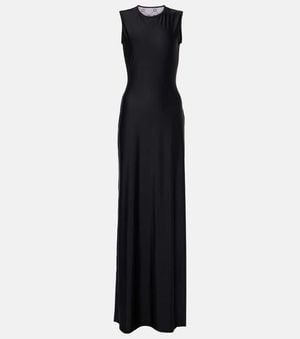 Marine Serre Draped Jersey Maxi Dress - Black
