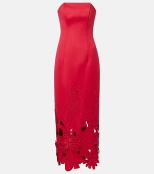LEO LIN Rayna Floral-Applique Maxi Dress - Red