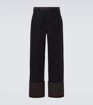 Loewe Colorblocked Wide-Leg Jeans - Black