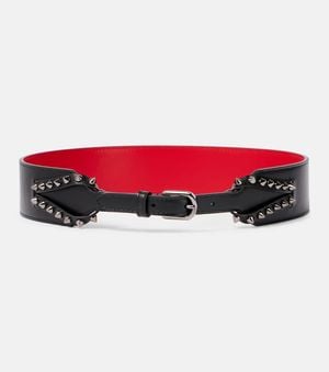 Christian Louboutin Cabata Studded Leather Belt - Red