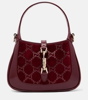 Gucci Jackie Velvet And Leather Tote Bag - Red
