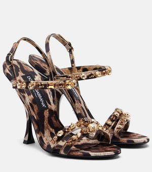 Dolce & Gabbana Keira 2.0 105 Leopard-Print Satin Sandals - Metallic
