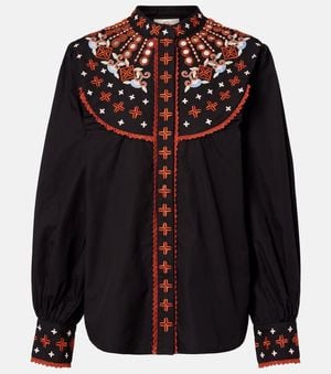 FARM Rio Besticktes Hemd Aus Baumwolle - Schwarz