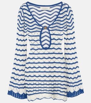 Bananhot Rey Striped Crochet Beach Dress - Blue