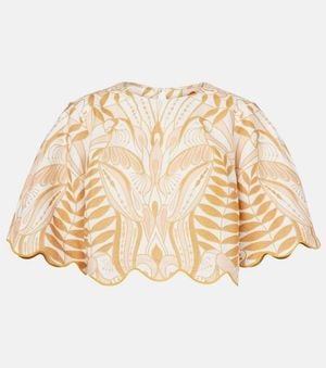 FARM Rio Printed Linen Top - Natural