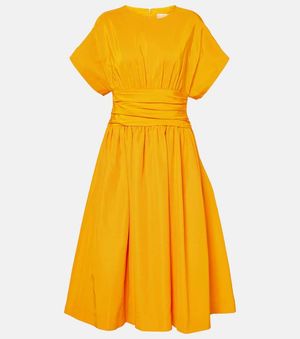 Carolina Herrera Gathered Cotton-Blend Cocktail Dress - Yellow