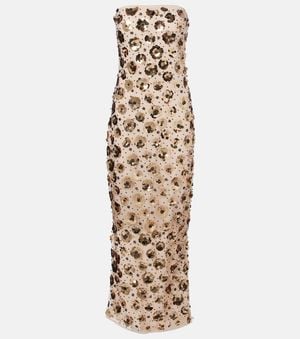 ROTATE BIRGER CHRISTENSEN Sequined Straplesss Midi Dress - Metallic