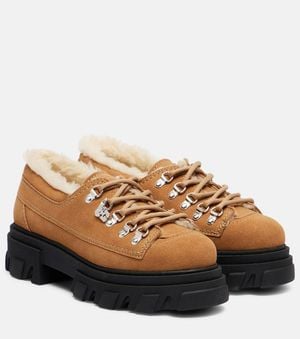 Ganni Lace-Up Platform Loafers - Brown