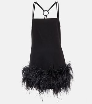 The Attico Fujiko Feather-Trimmed Minidress - Black